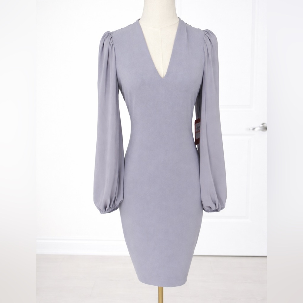 Vince Camuto Lilac Long Sleeve V-Neck Sheath Dress